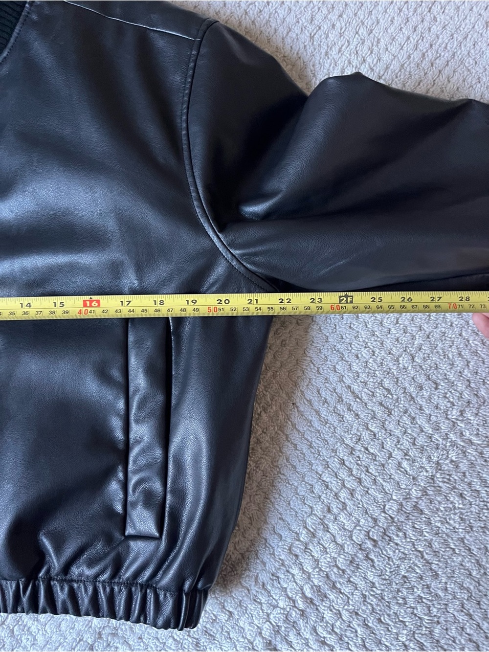 Abercrombie & Fitch Black vegan Leather cropped Bomber Jacket - Picture 13 of 14